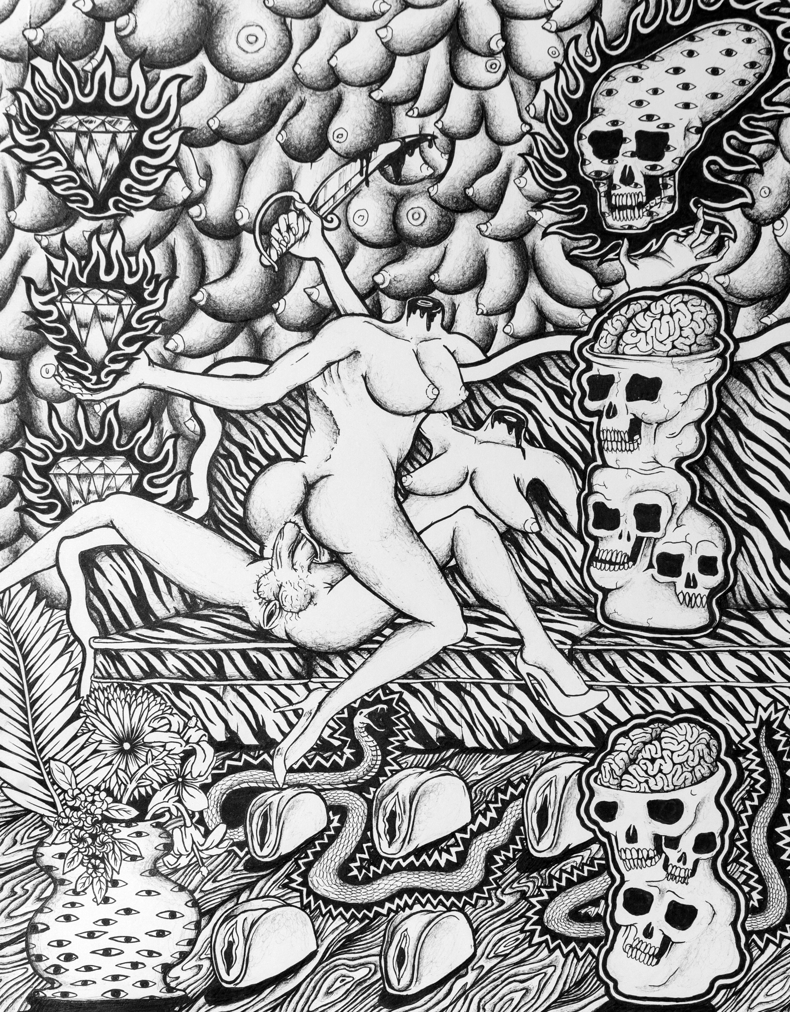 These Drawings Feature Death Orgies And Pizza Snakes | CLOUDY GIRL PICS