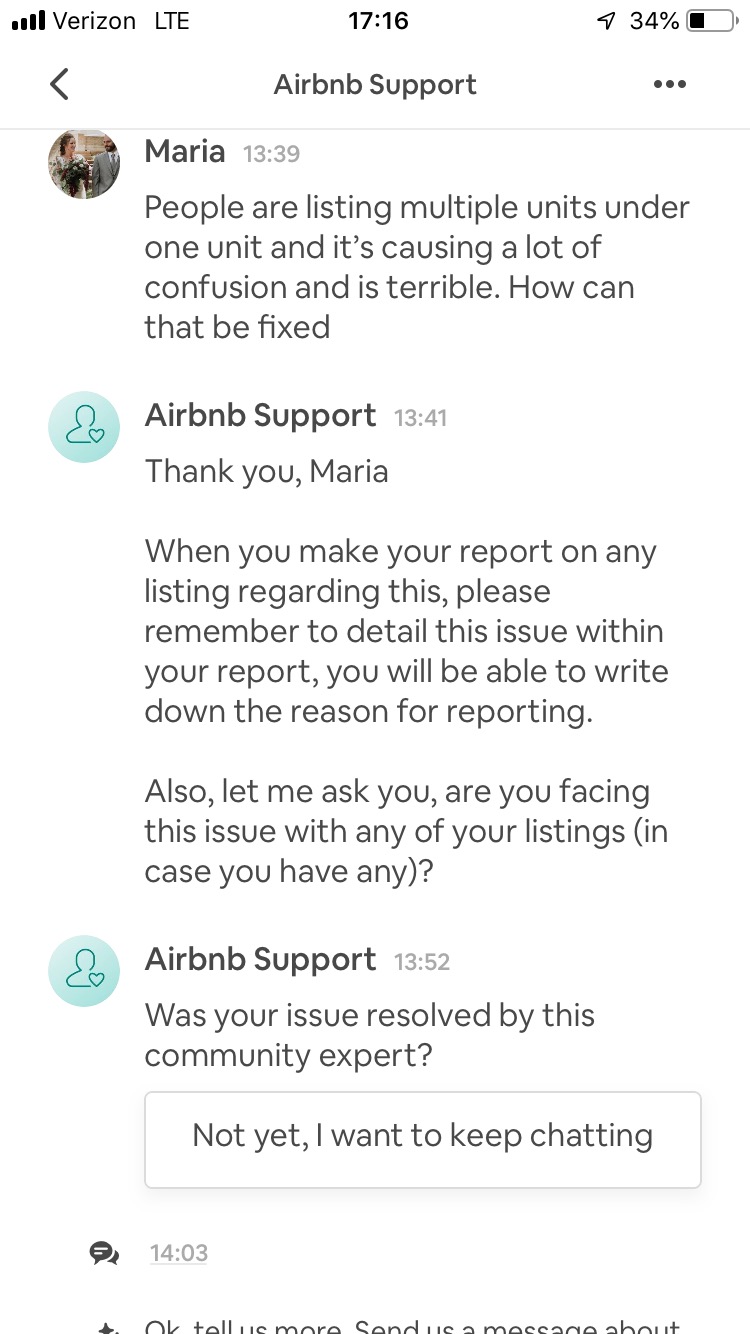Live chat airbnb Working as